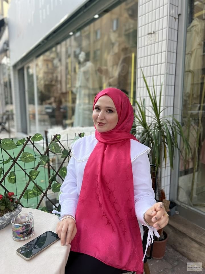 V Desen Fuşya Japek Şal