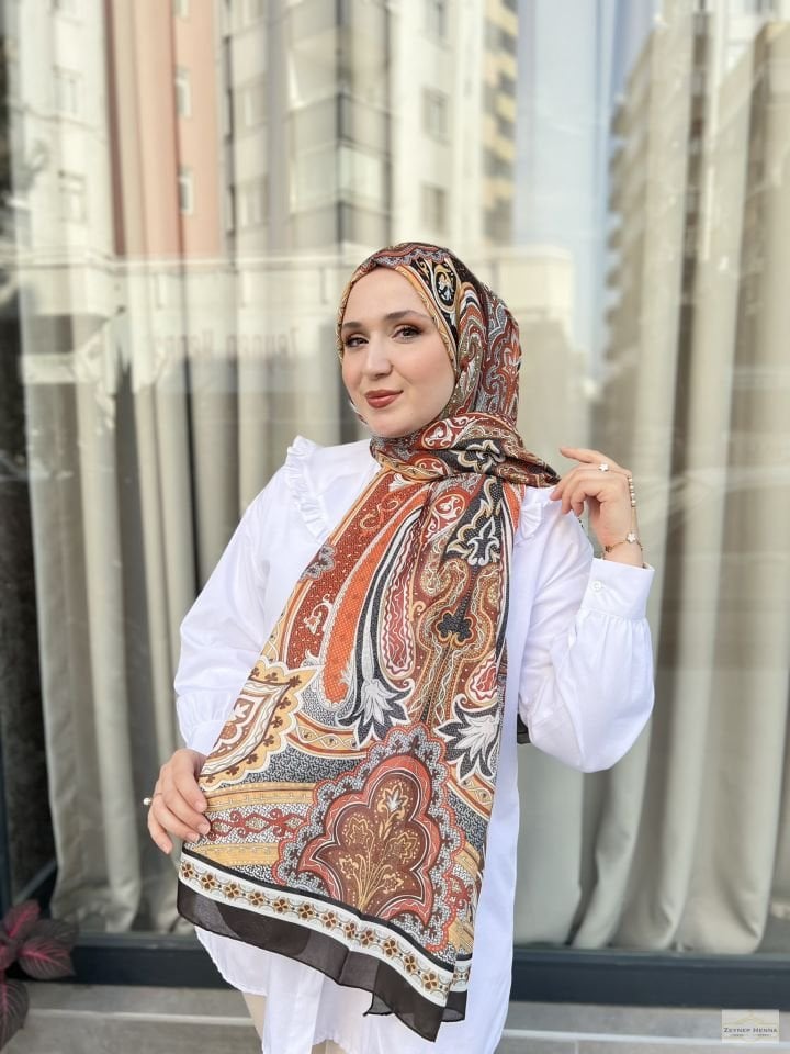 Etnik Gülfem Karışık Pamuk Şal