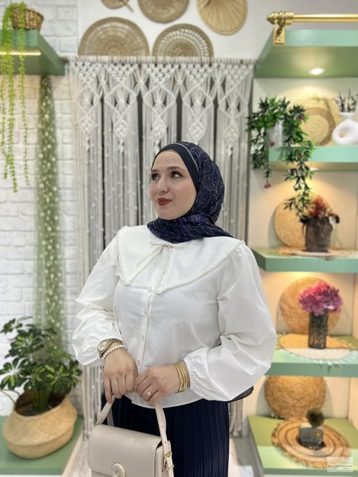 Bebe Yaka Beyaz Crop Gömlek