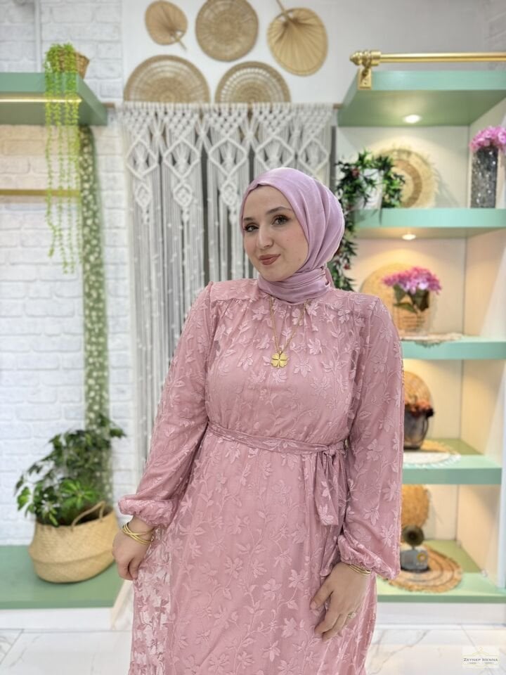 Dantel Pudra Elbise