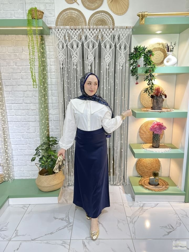 Lacivert Saten Etek