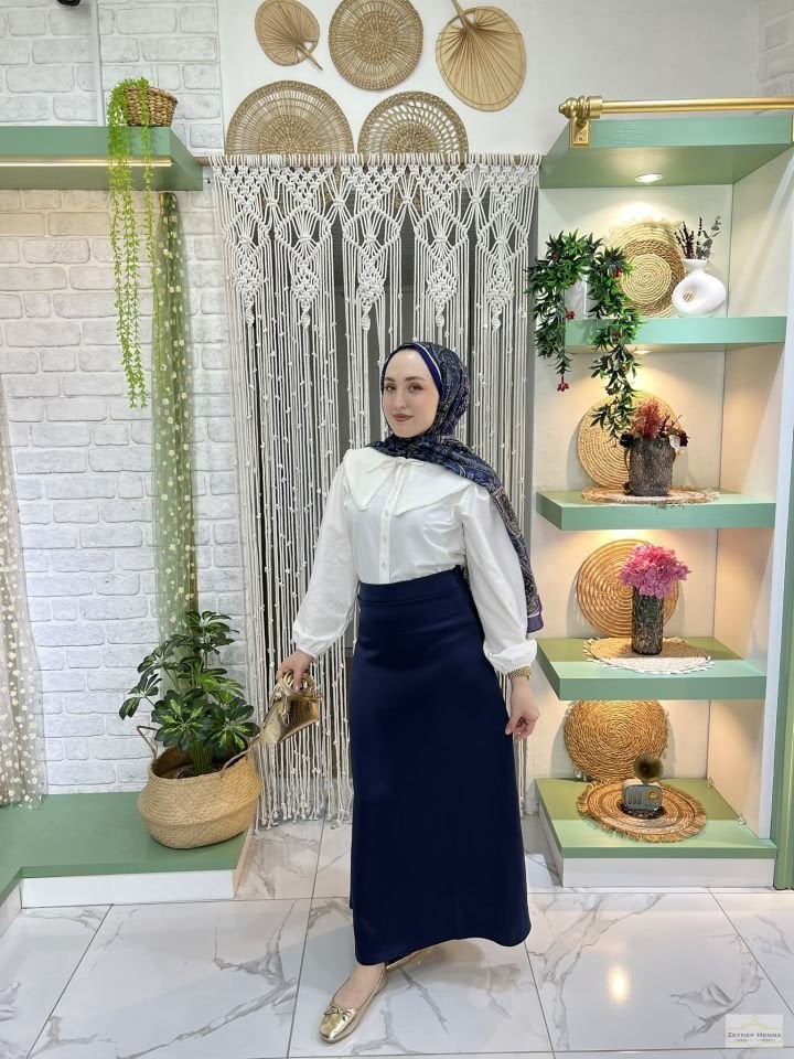 Lacivert Saten Etek