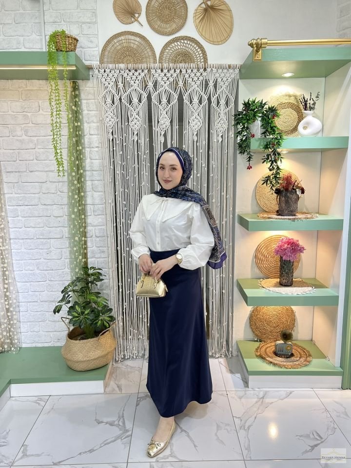 Lacivert Saten Etek