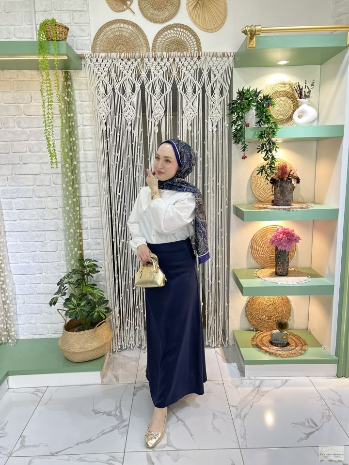 Lacivert Saten Etek