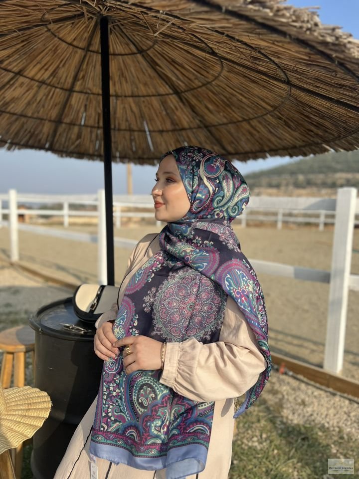 Flora Desen Mor Pamuk Şal