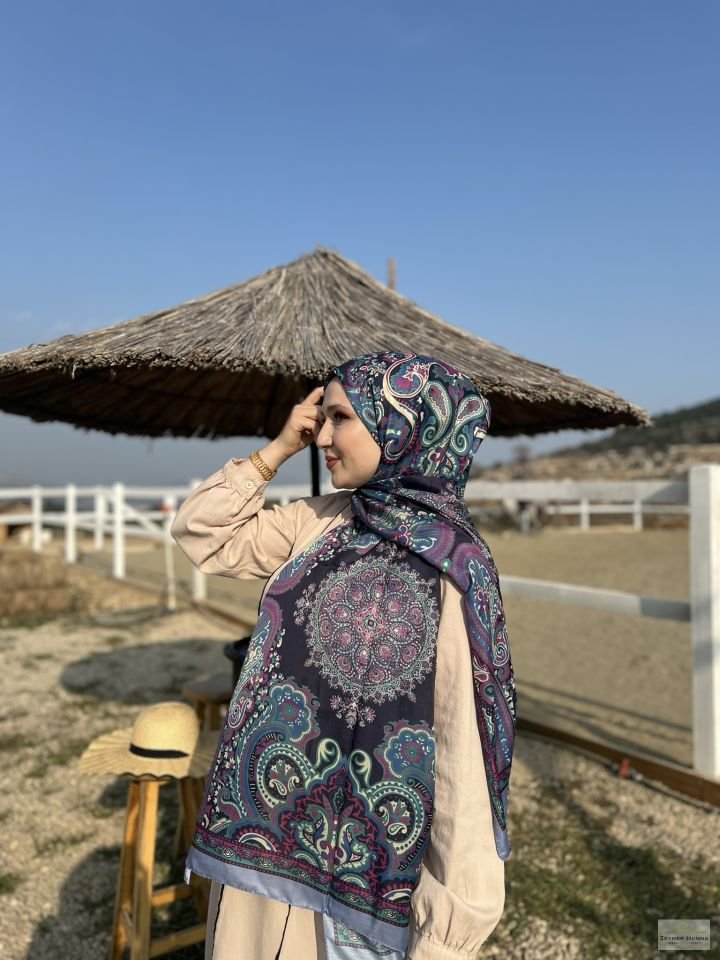 Flora Desen Mor Pamuk Şal