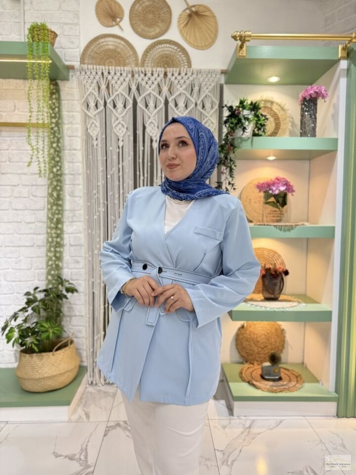 Bağlamlı Bebe Mavi Blazer Ceket