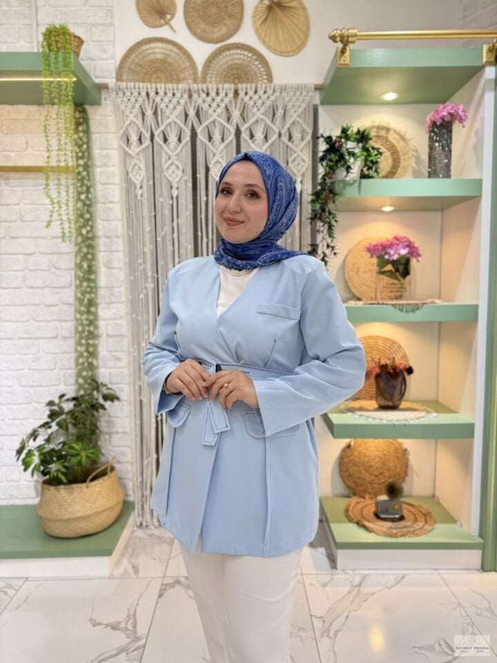 Bağlamlı Bebe Mavi Blazer Ceket