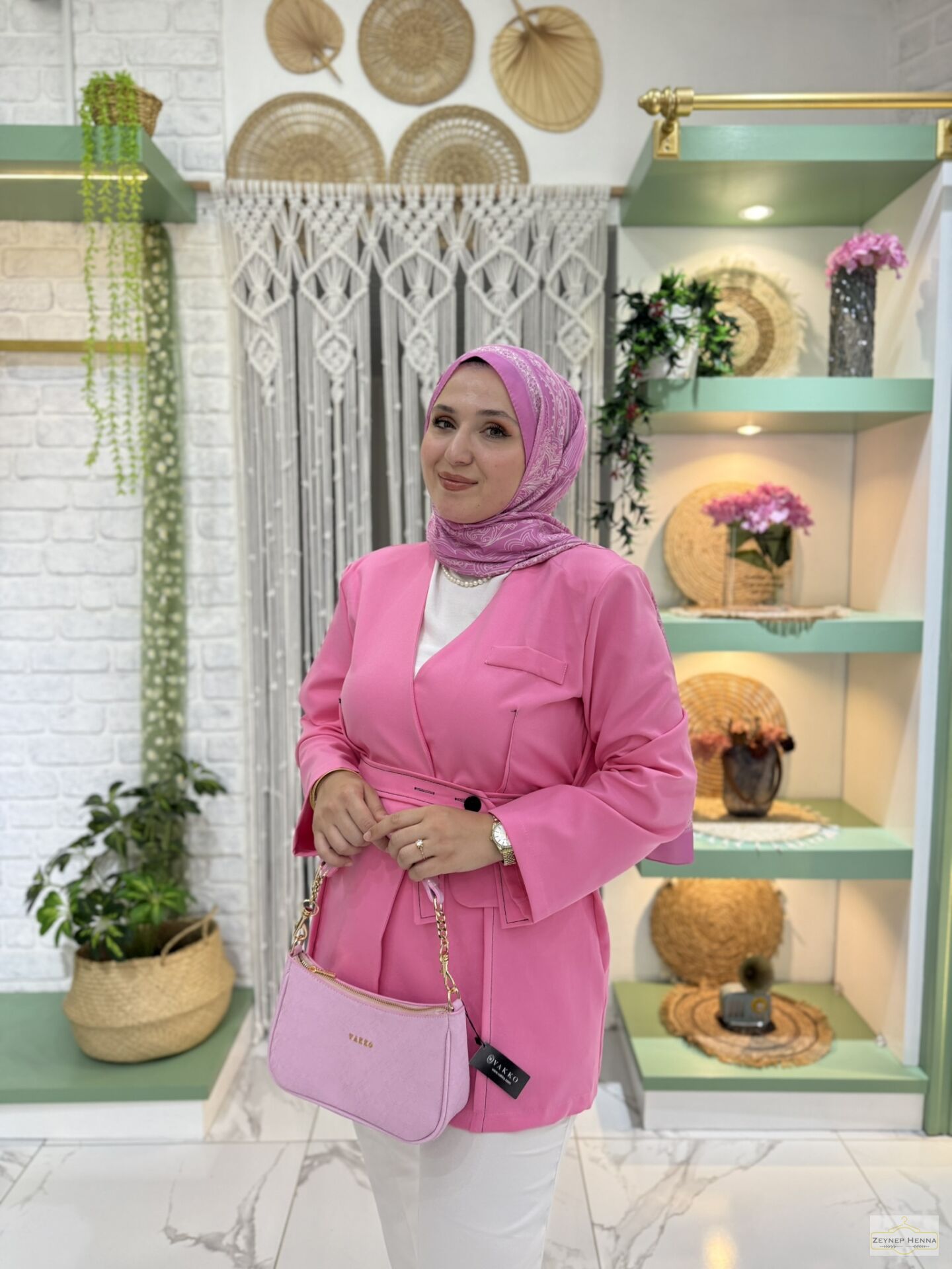 Bağlamalı Pembe Blazer Ceket