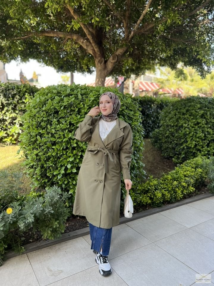 Classic Haki Yeşil Trençkot