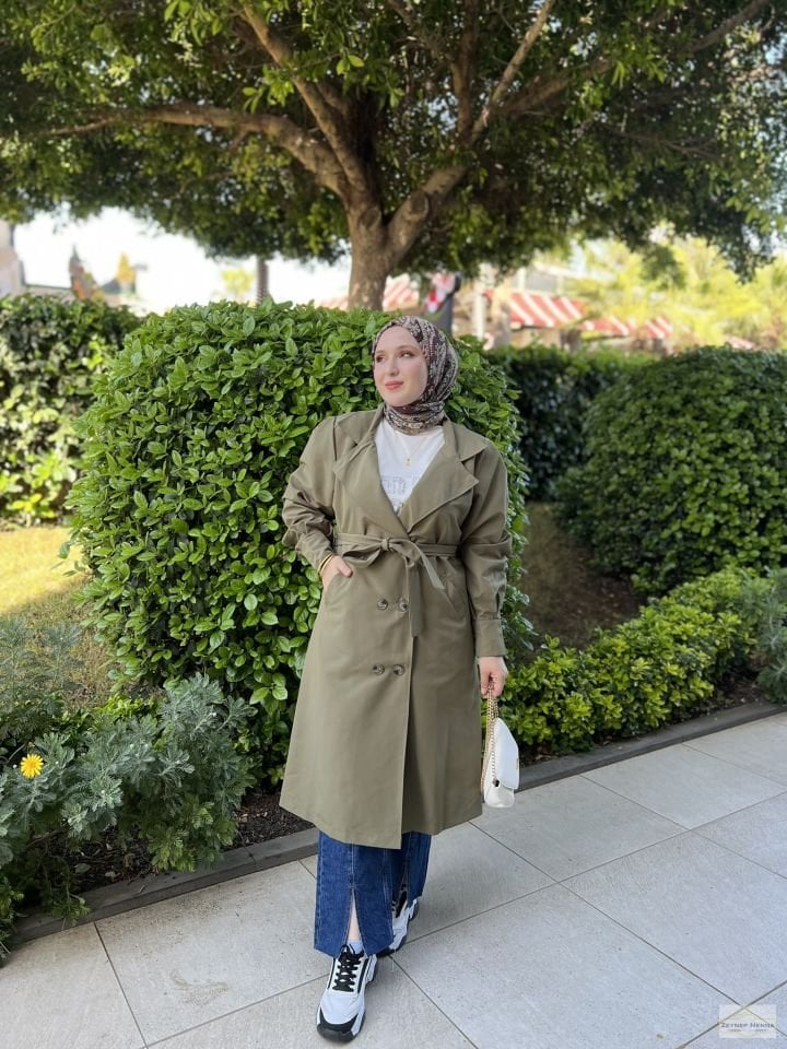 Classic Haki Yeşil Trençkot