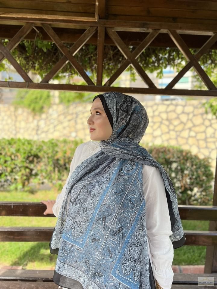 Mahi Devran Mavi Pamuk Şal