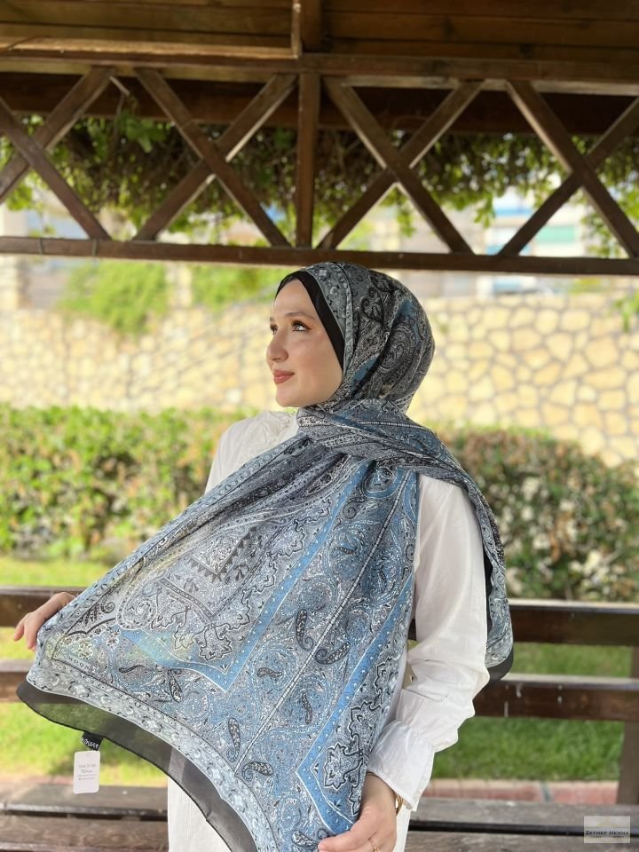 Mahi Devran Mavi Pamuk Şal