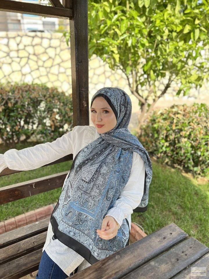 Mahi Devran Mavi Pamuk Şal