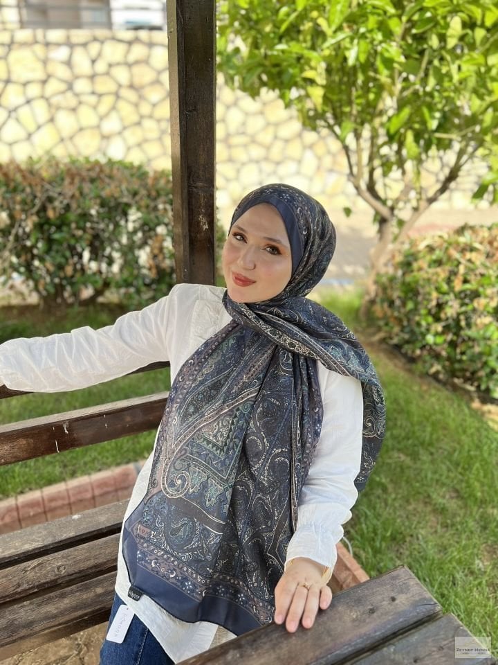 Mahi Devran Kot Mavi Pamuk Şal