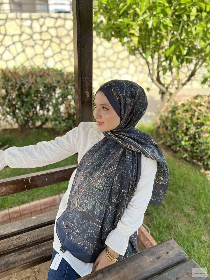 Mahi Devran Kot Mavi Pamuk Şal