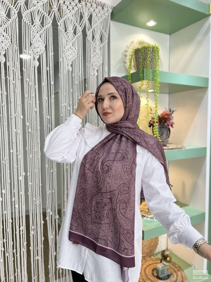 Etro Desen Vişne Pamuk Şal
