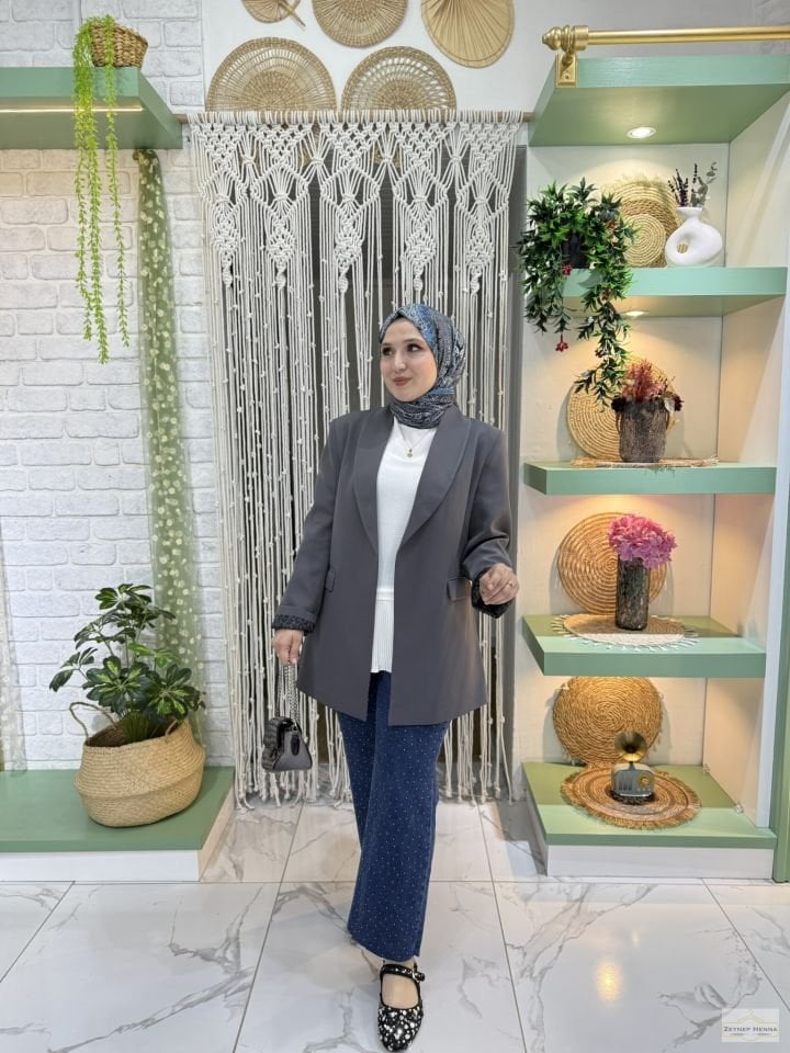 Classic Antrasit Blazer Ceket