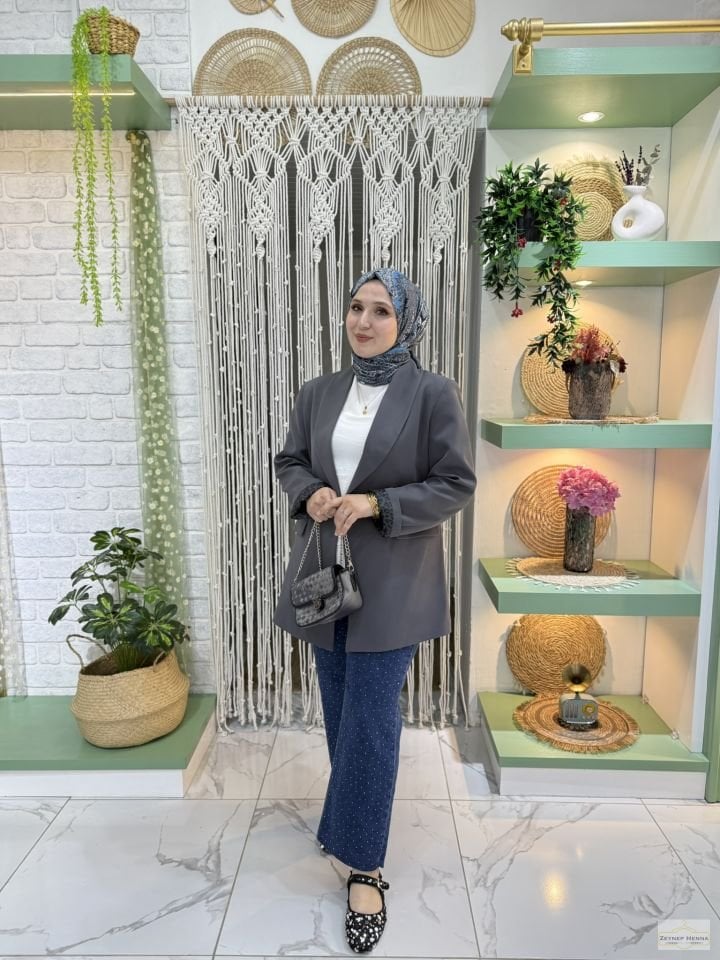 Classic Antrasit Blazer Ceket