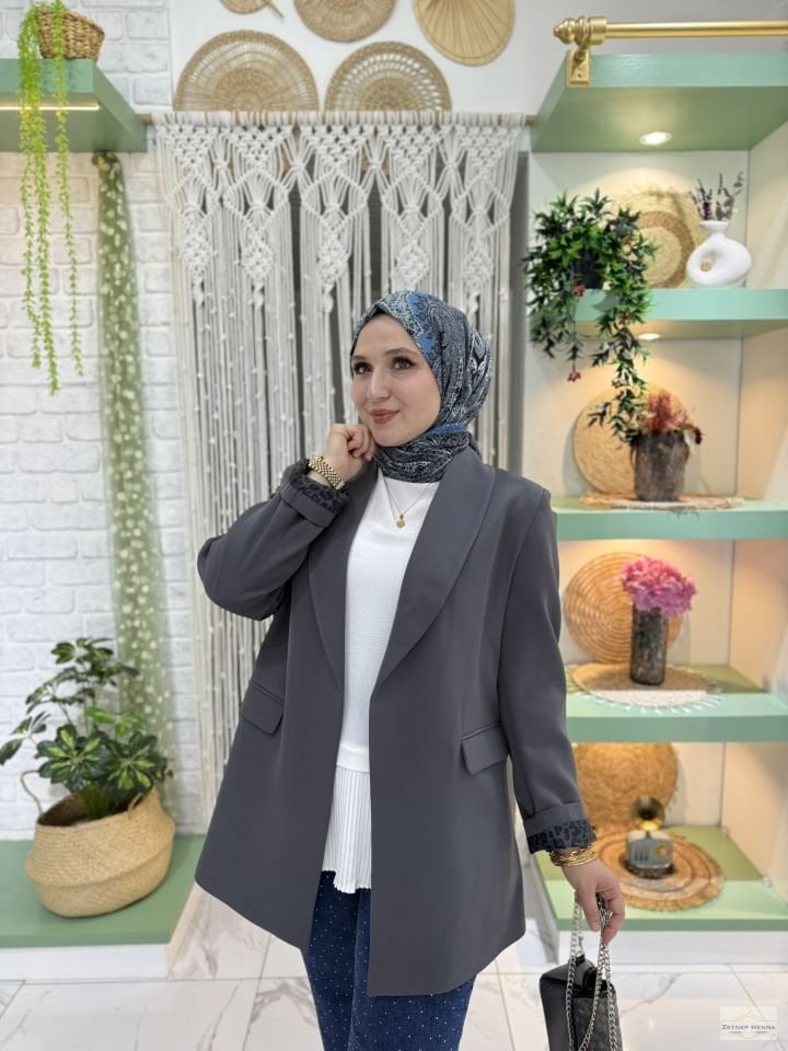 Classic Antrasit Blazer Ceket