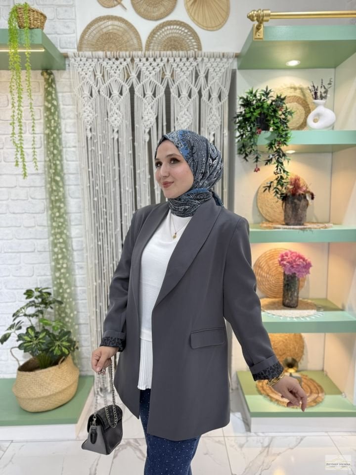 Classic Antrasit Blazer Ceket