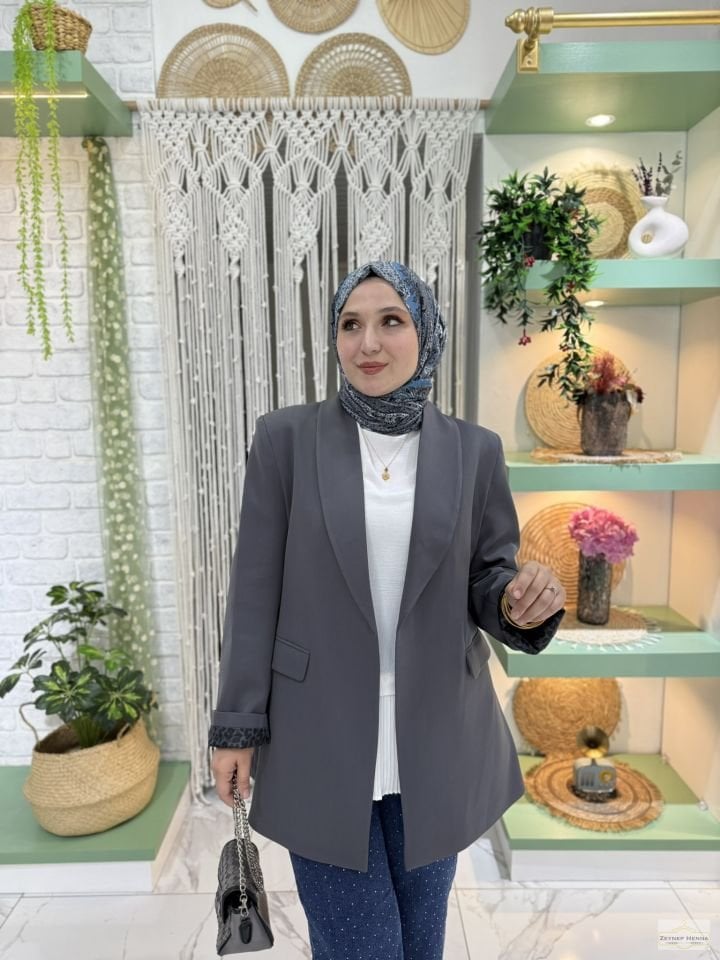 Classic Antrasit Blazer Ceket