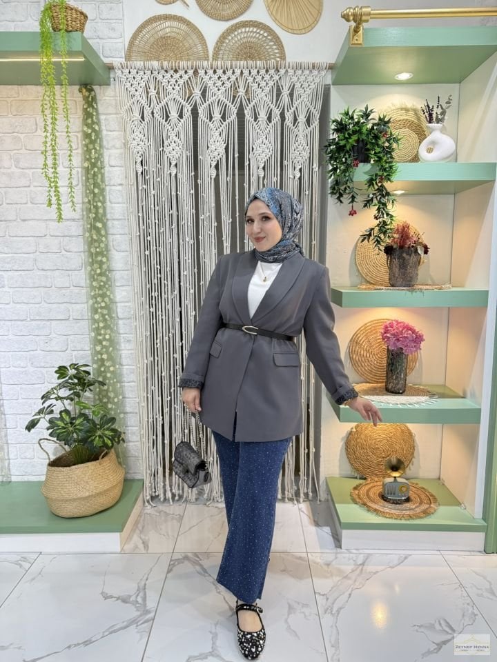 Classic Antrasit Blazer Ceket