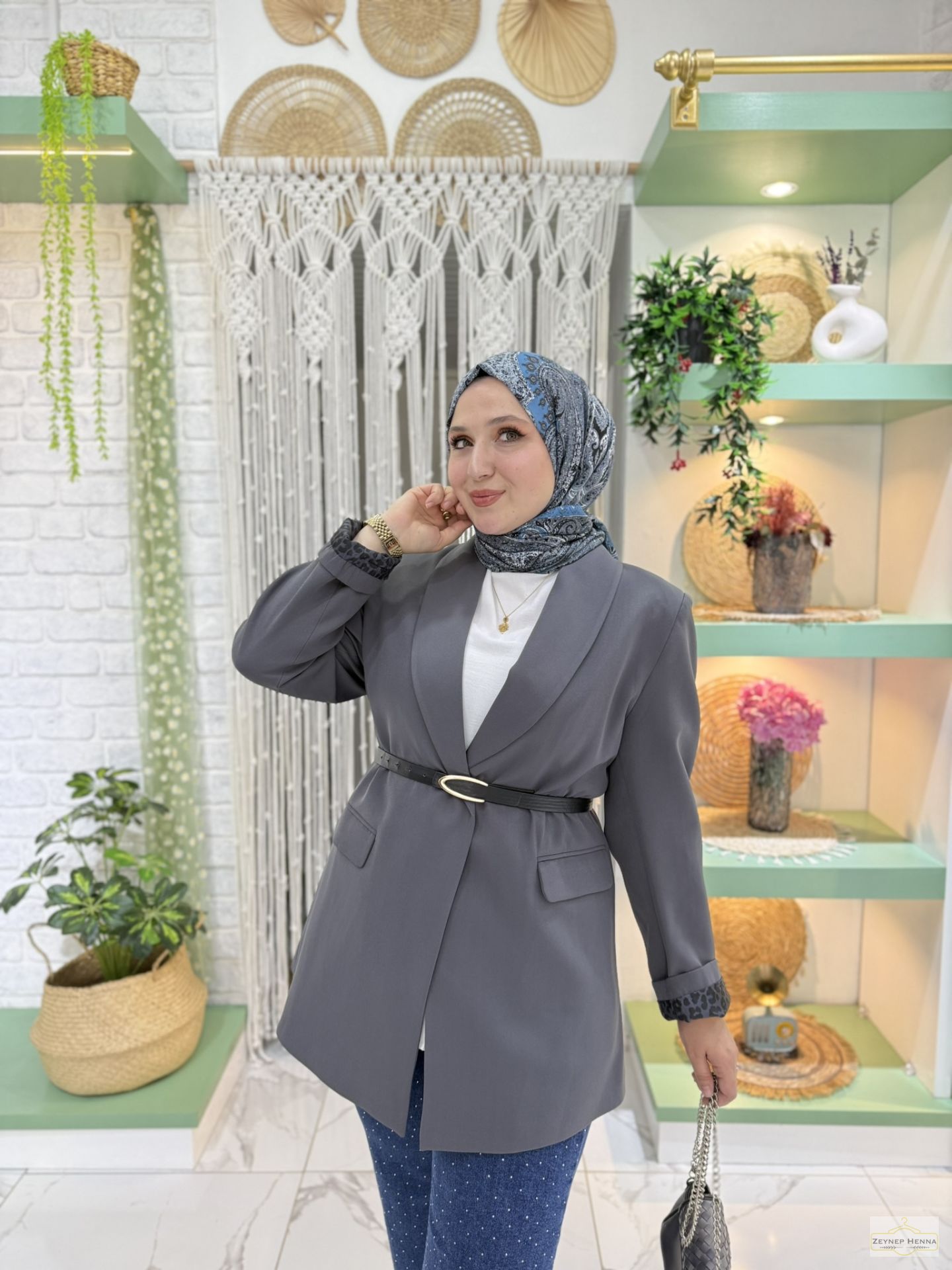 Classic Antrasit Blazer Ceket
