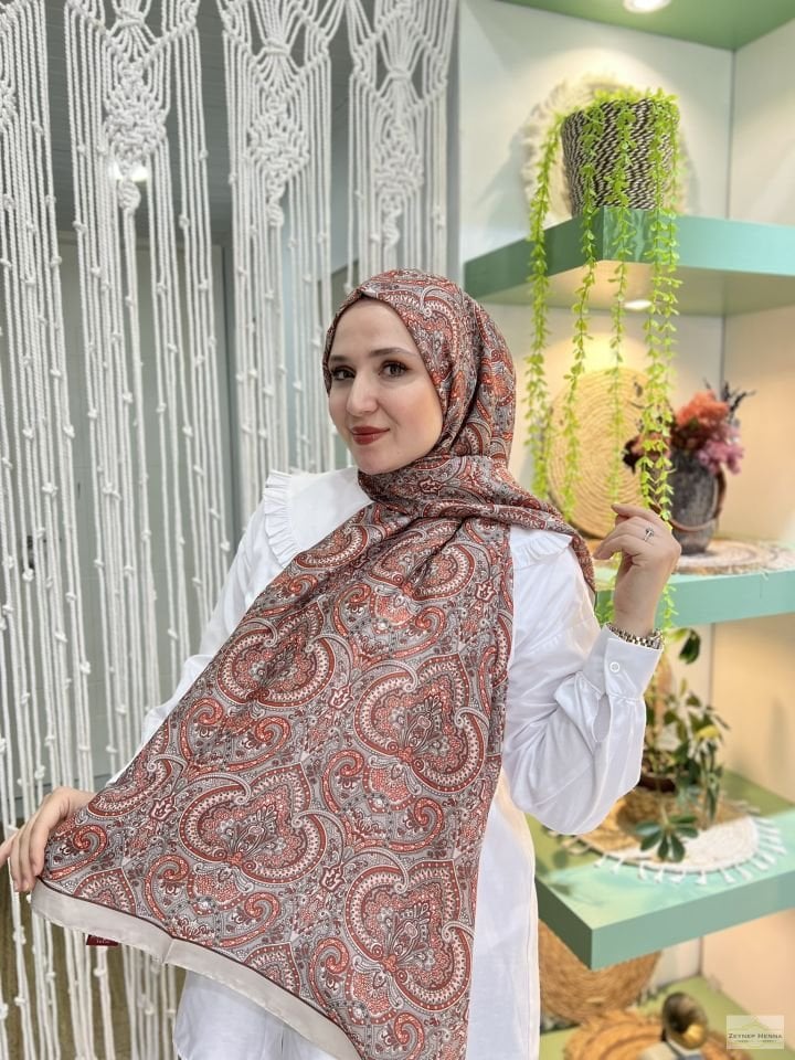 Soft Desen Kiremit Pamuk Şal