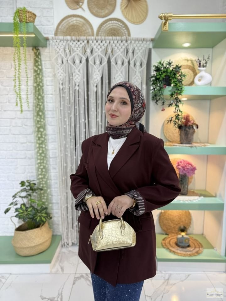 Bağlamalı Koyu Vişne Blazer Ceket