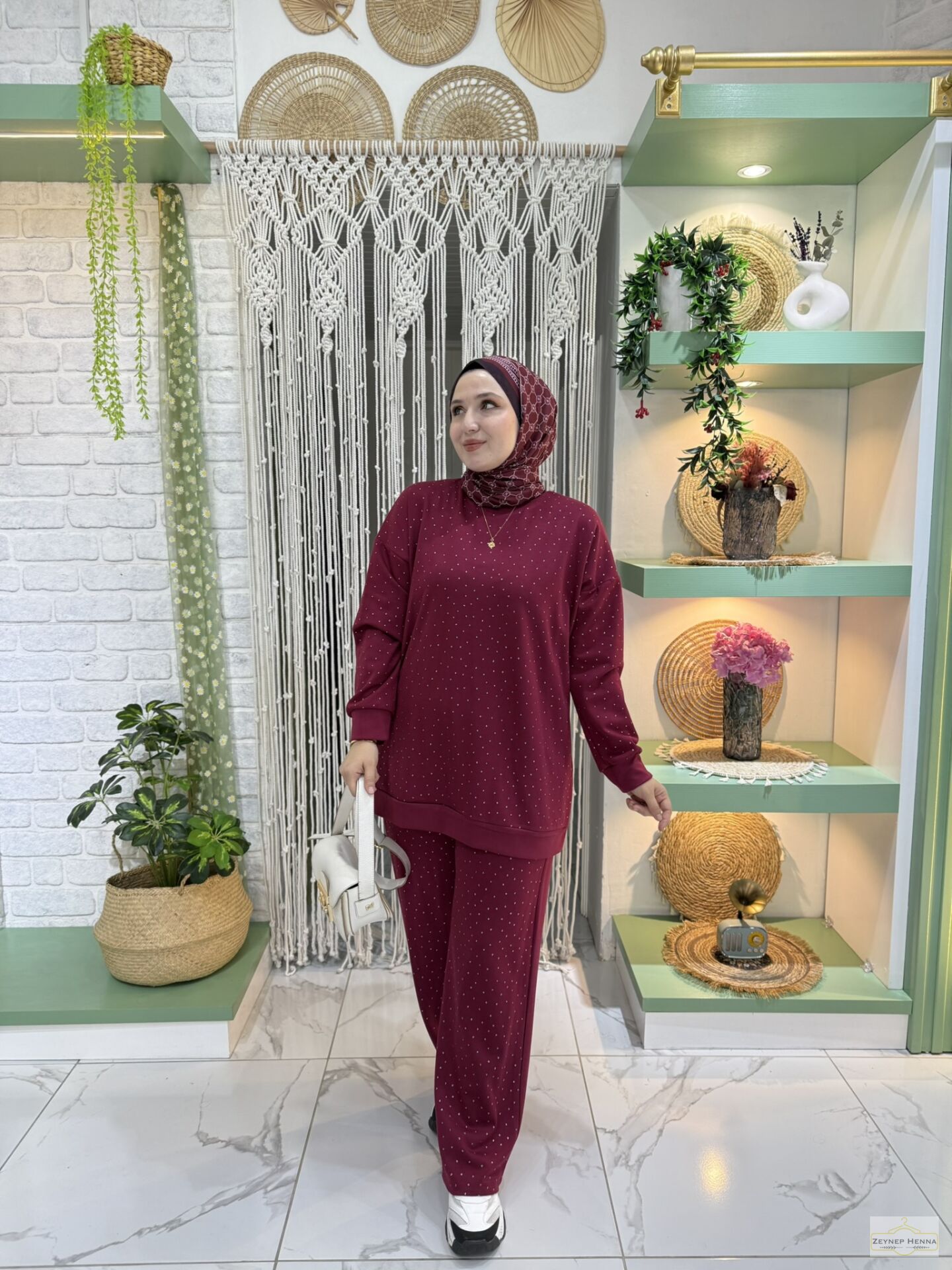 Oysho Yaldızlı Bordo Takım