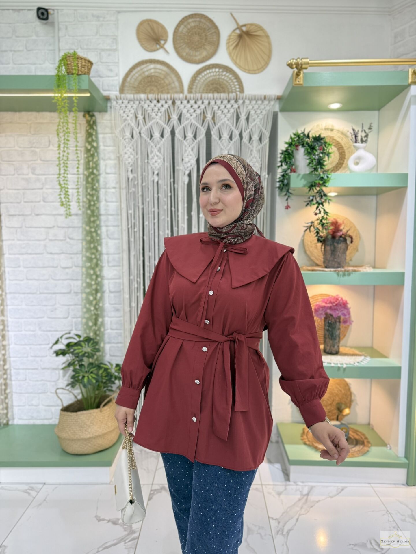 Denizci Yaka Bordo Gömlek