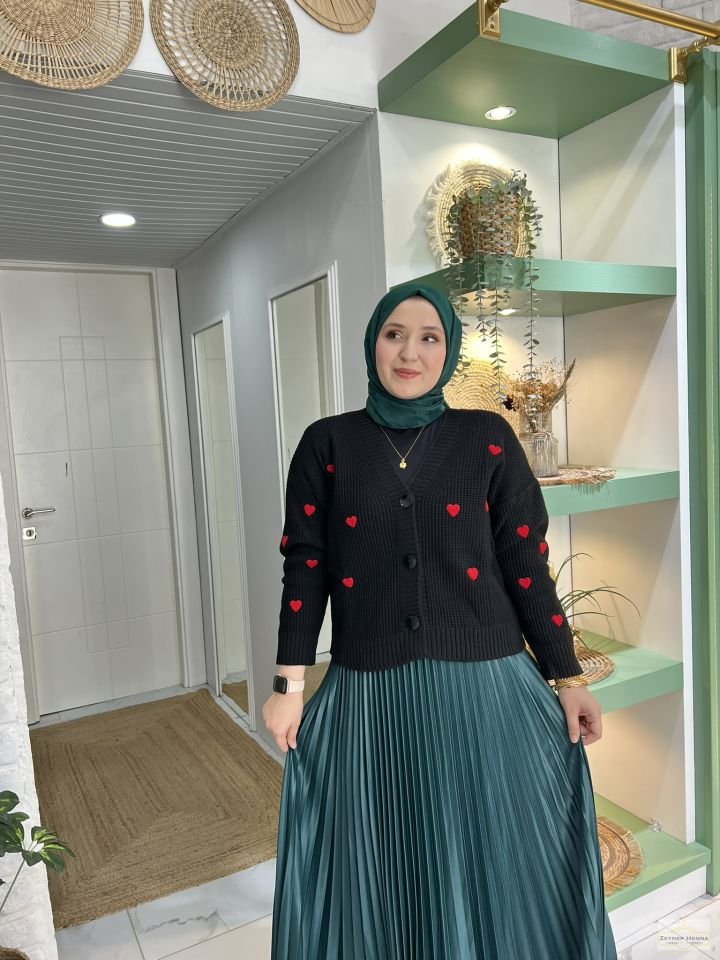 Piliseli Zümrüt Yeşil Etek