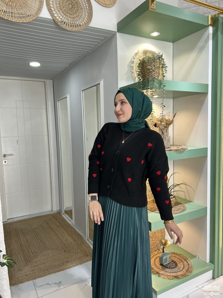 Piliseli Zümrüt Yeşil Etek