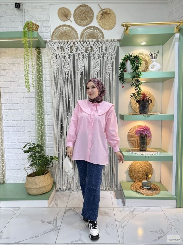 Denizci Yaka Pembe Gömlek