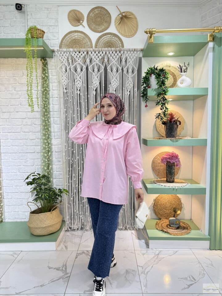 Denizci Yaka Pembe Gömlek