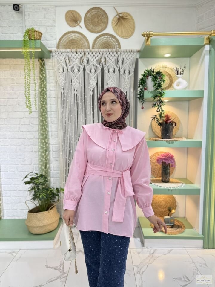 Denizci Yaka Pembe Gömlek
