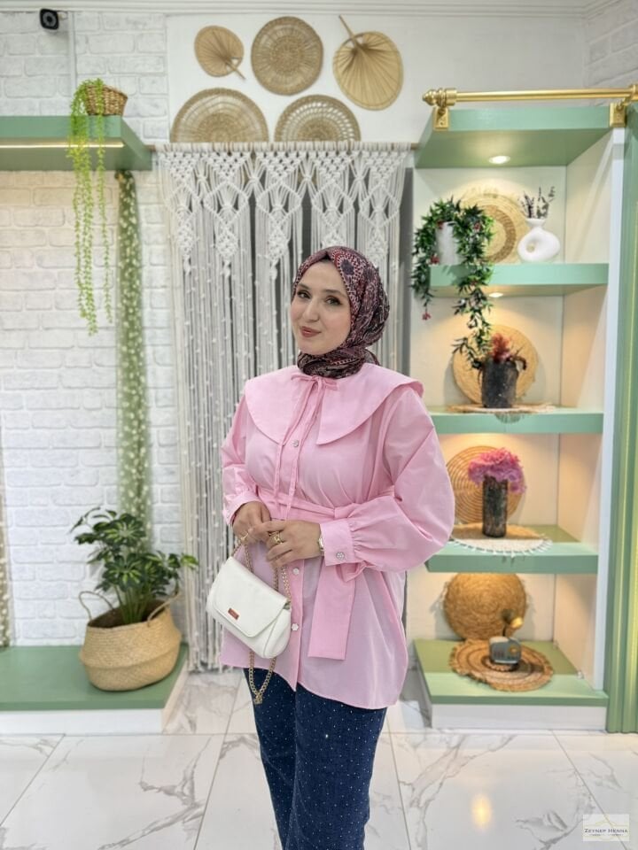 Denizci Yaka Pembe Gömlek