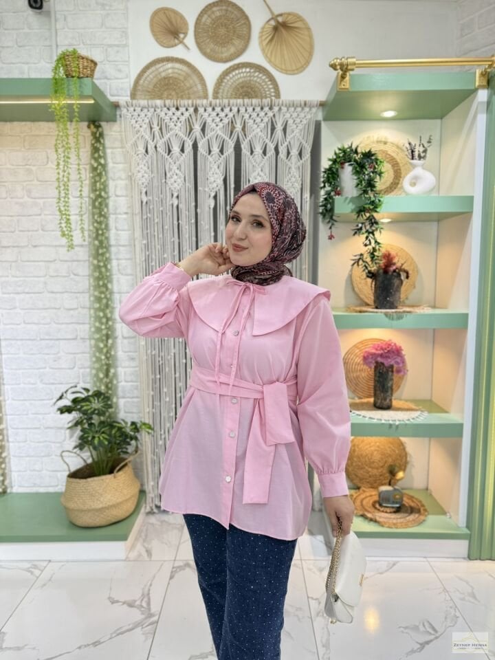 Denizci Yaka Pembe Gömlek