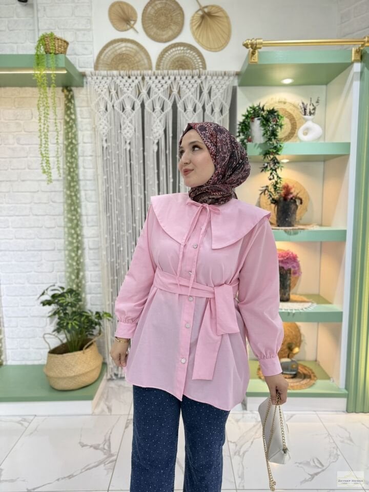 Denizci Yaka Pembe Gömlek