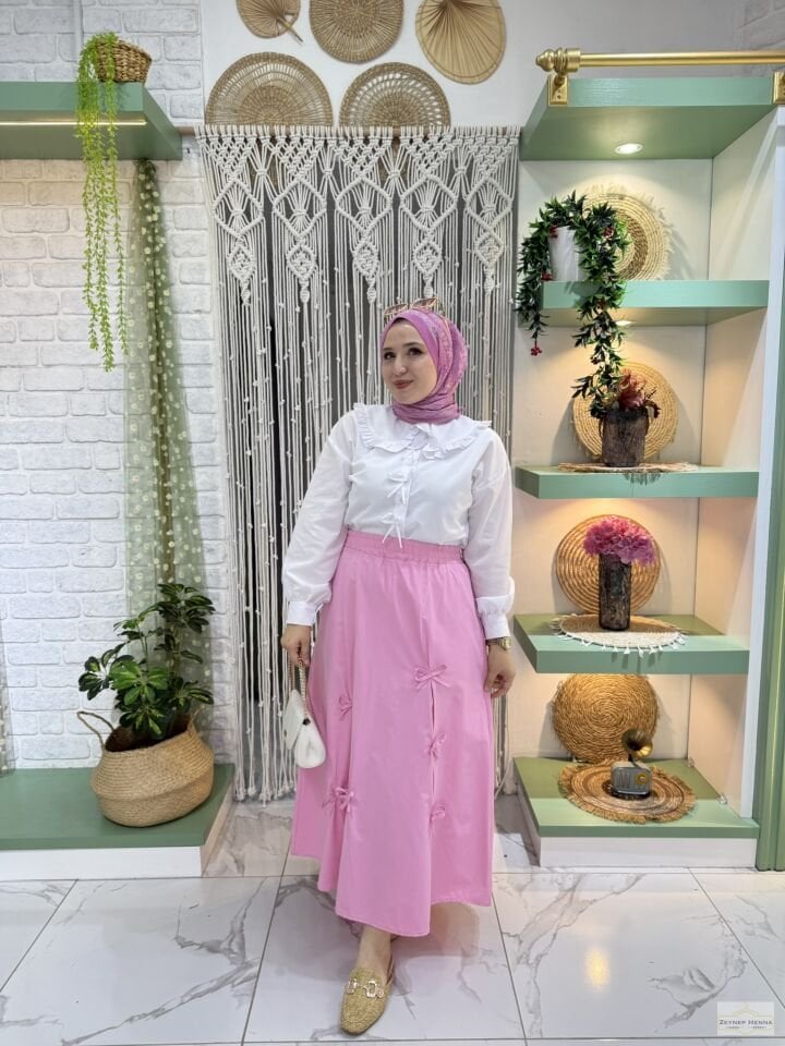 Fiyonklu Pembe Etek
