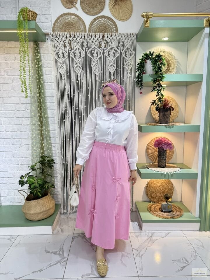 Fiyonklu Pembe Etek