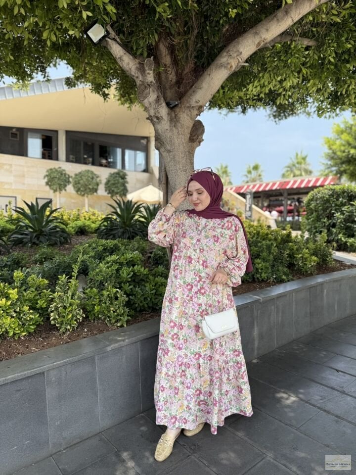 Bahar Pembe Pamuk Elbise