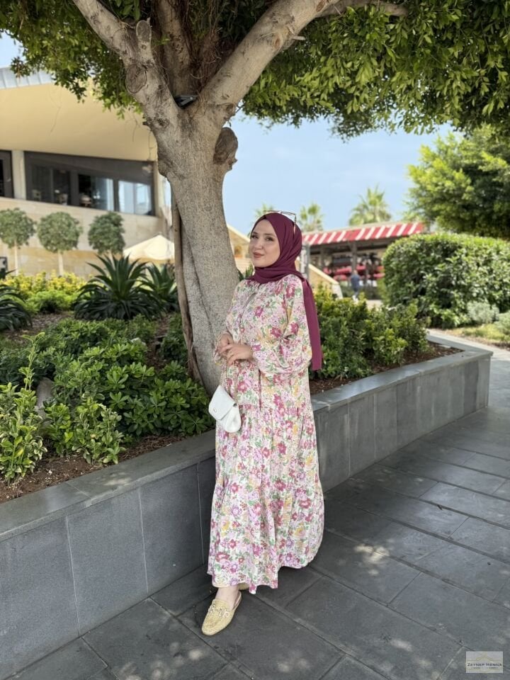 Bahar Pembe Pamuk Elbise