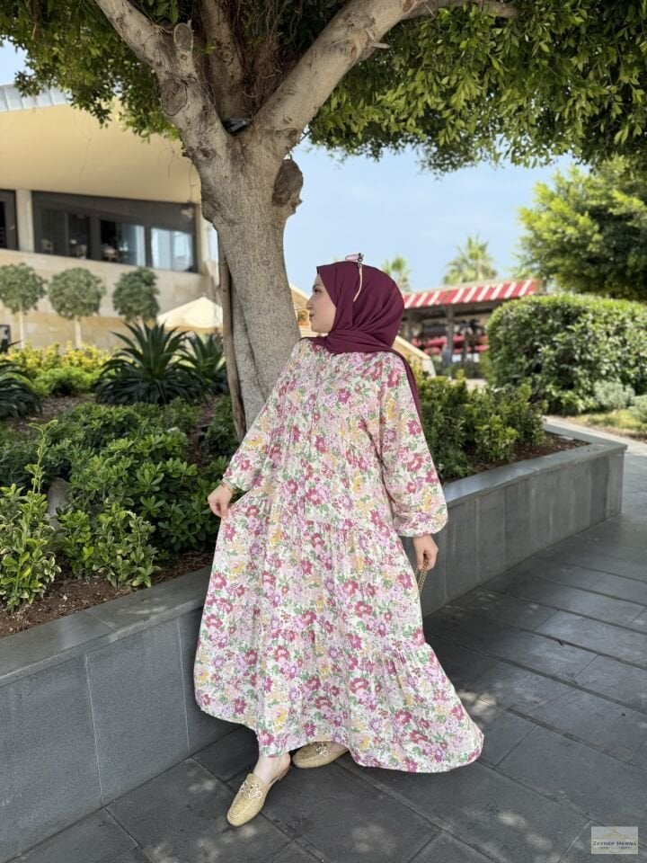 Bahar Pembe Pamuk Elbise
