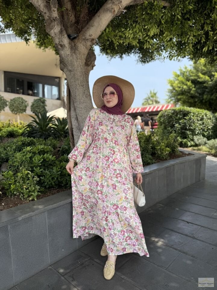 Bahar Pembe Pamuk Elbise