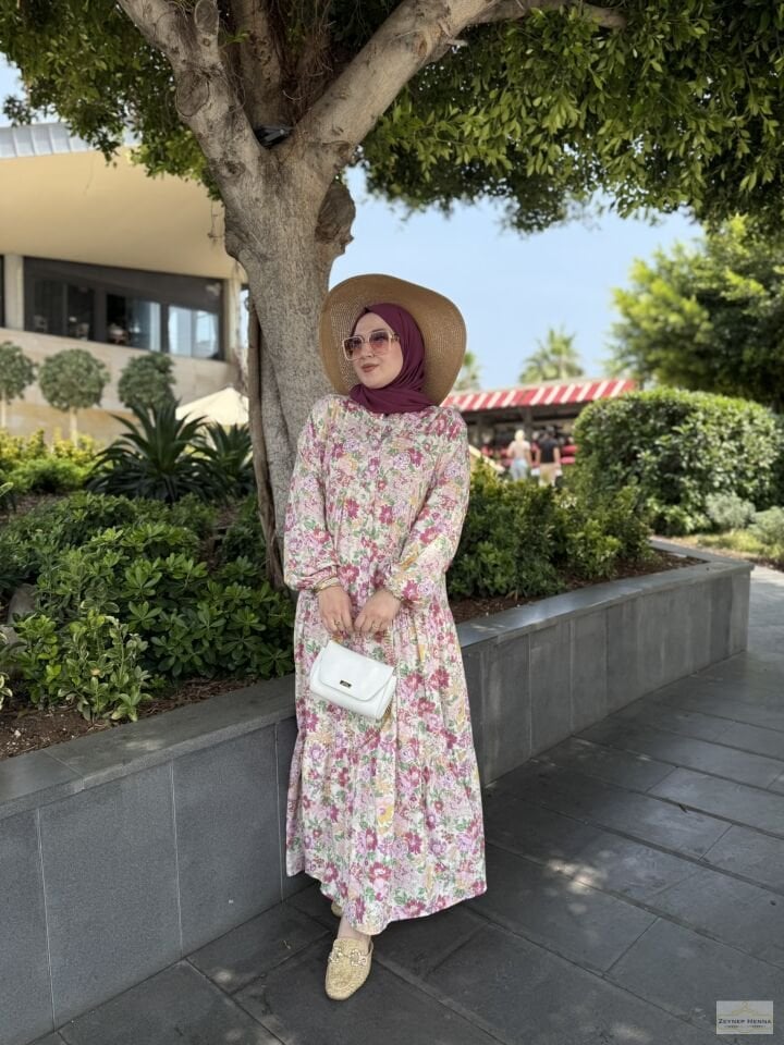 Bahar Pembe Pamuk Elbise