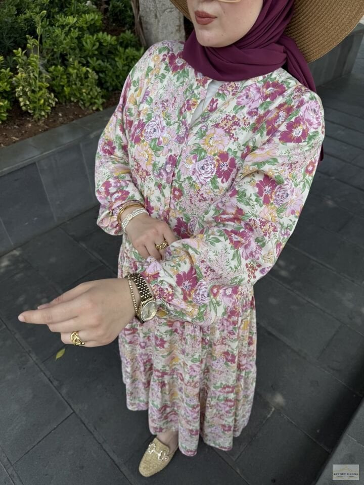 Bahar Pembe Pamuk Elbise