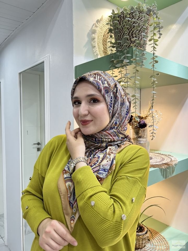 Vintage Desen Camel Pamuk Eşarp