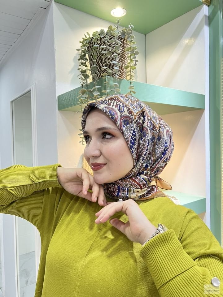 Vintage Desen Camel Pamuk Eşarp
